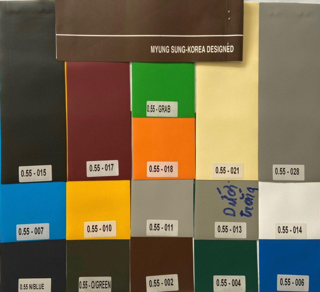 Mã màu bạt pvc làm bạt xếp lượn sóng Thanh Hoá Mã màu bạt pvc làm bạt xếp lượn sóng Thanh Hoá