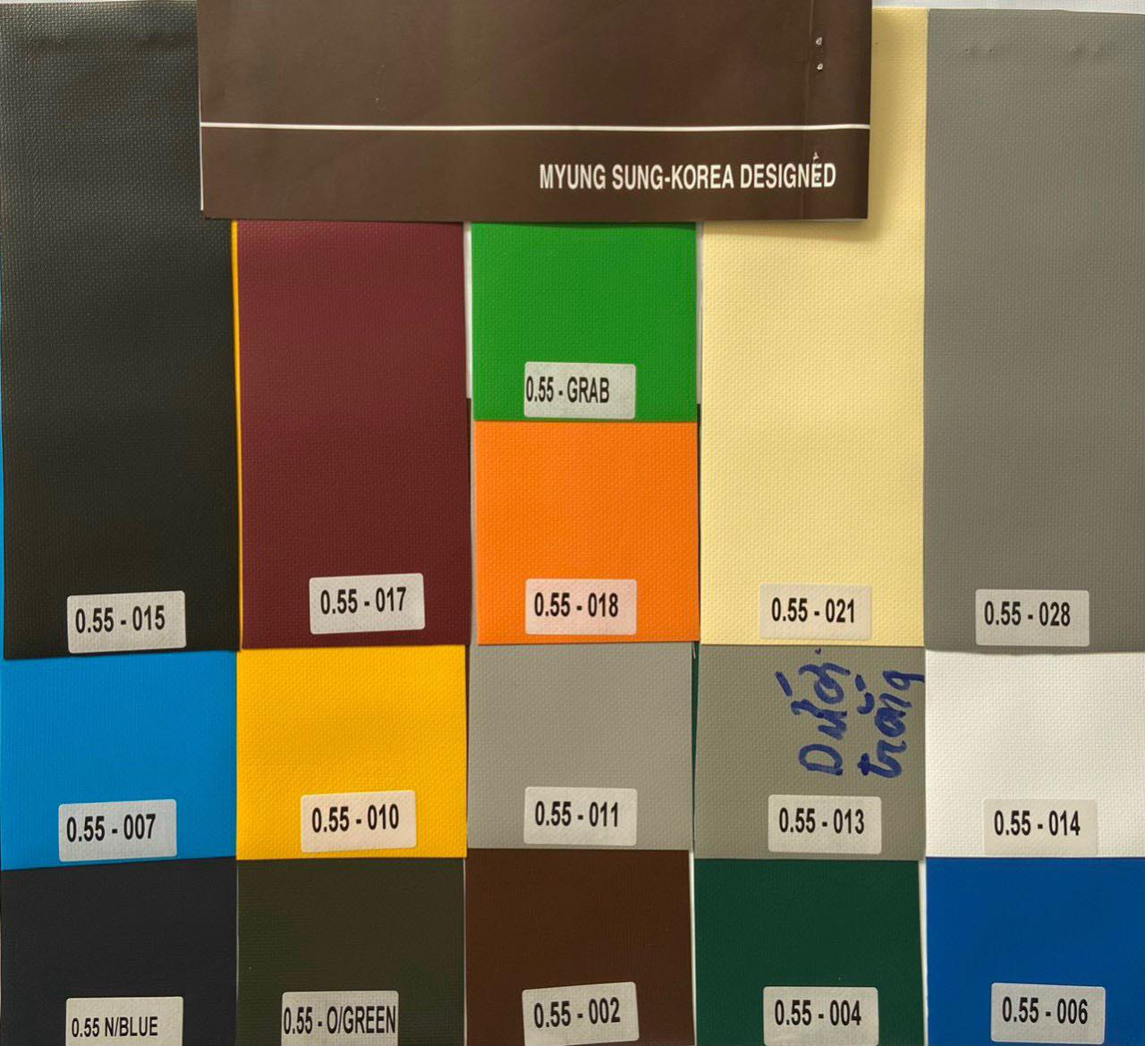 Mã màu bạt pvc làm bạt xếp lượn sóng Thanh Hoá Mã màu bạt pvc làm bạt xếp lượn sóng Thanh Hoá