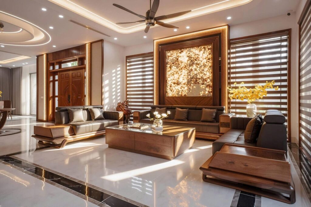 Rèm sáo nhôm phòng khách Thanh Hoá Rèm cầu vồng phòng khách Thanh Hoá