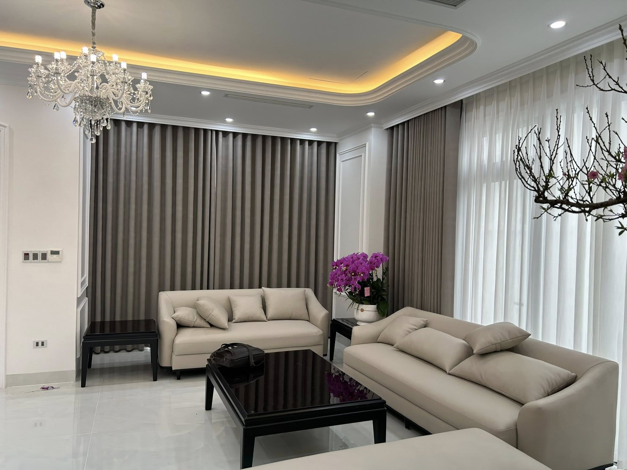 Rèm vải 2 lớp lắp đặt phòng khách ở Thanh Hoá Rèm vải 2 lớp lắp đặt phòng khách ở Thanh Hoá