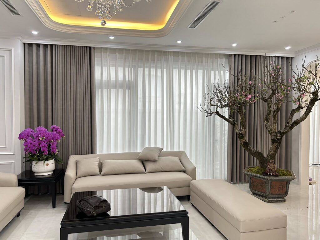 Rèm vải 2 lớp lắp đặt phòng khách ở Thanh Hoá Rèm vải 2 lớp lắp đặt phòng khách ở Thanh Hoá
