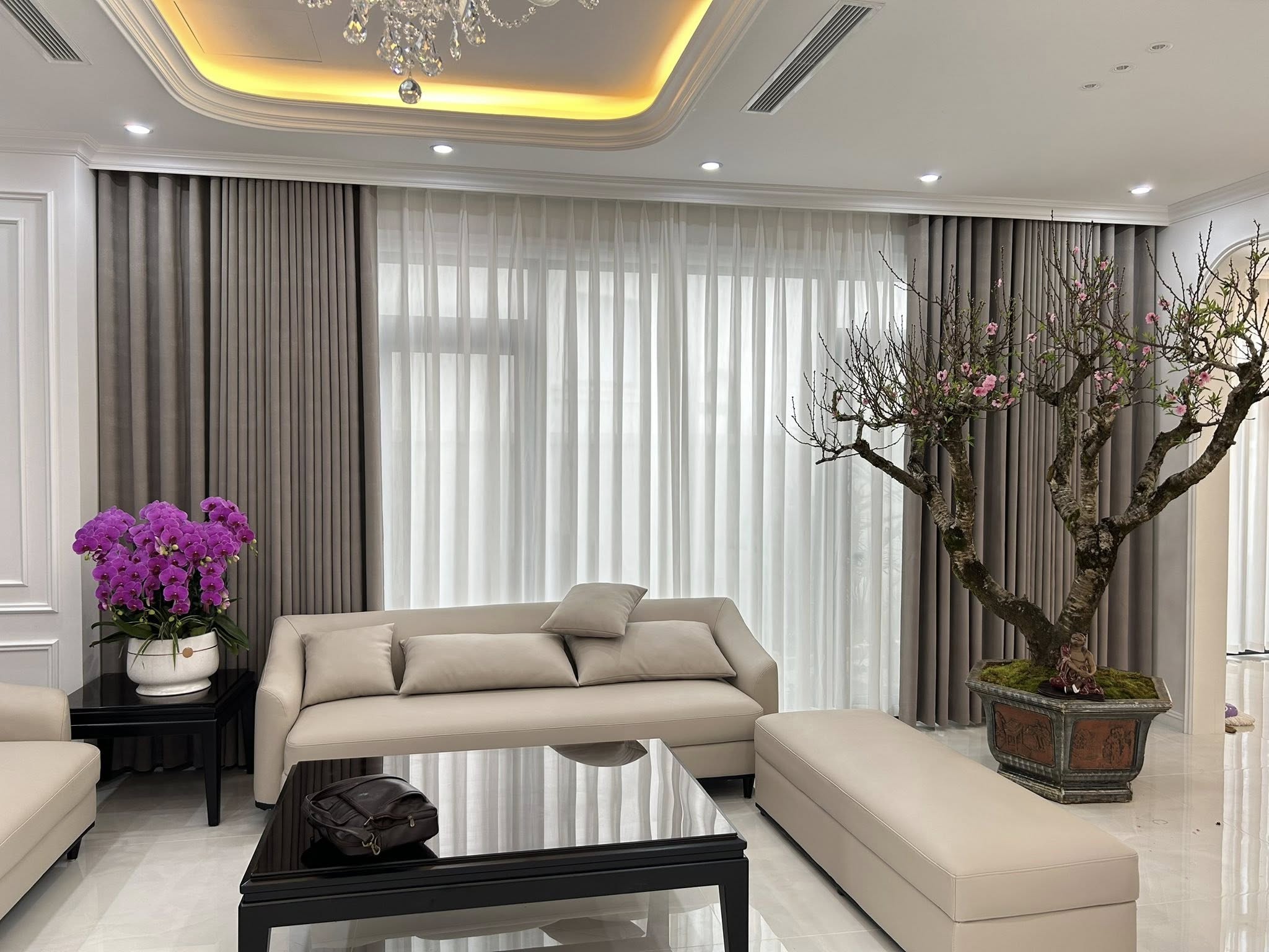 Rèm vải 2 lớp lắp đặt phòng khách ở Thanh Hoá Rèm vải 2 lớp lắp đặt phòng khách ở Thanh Hoá