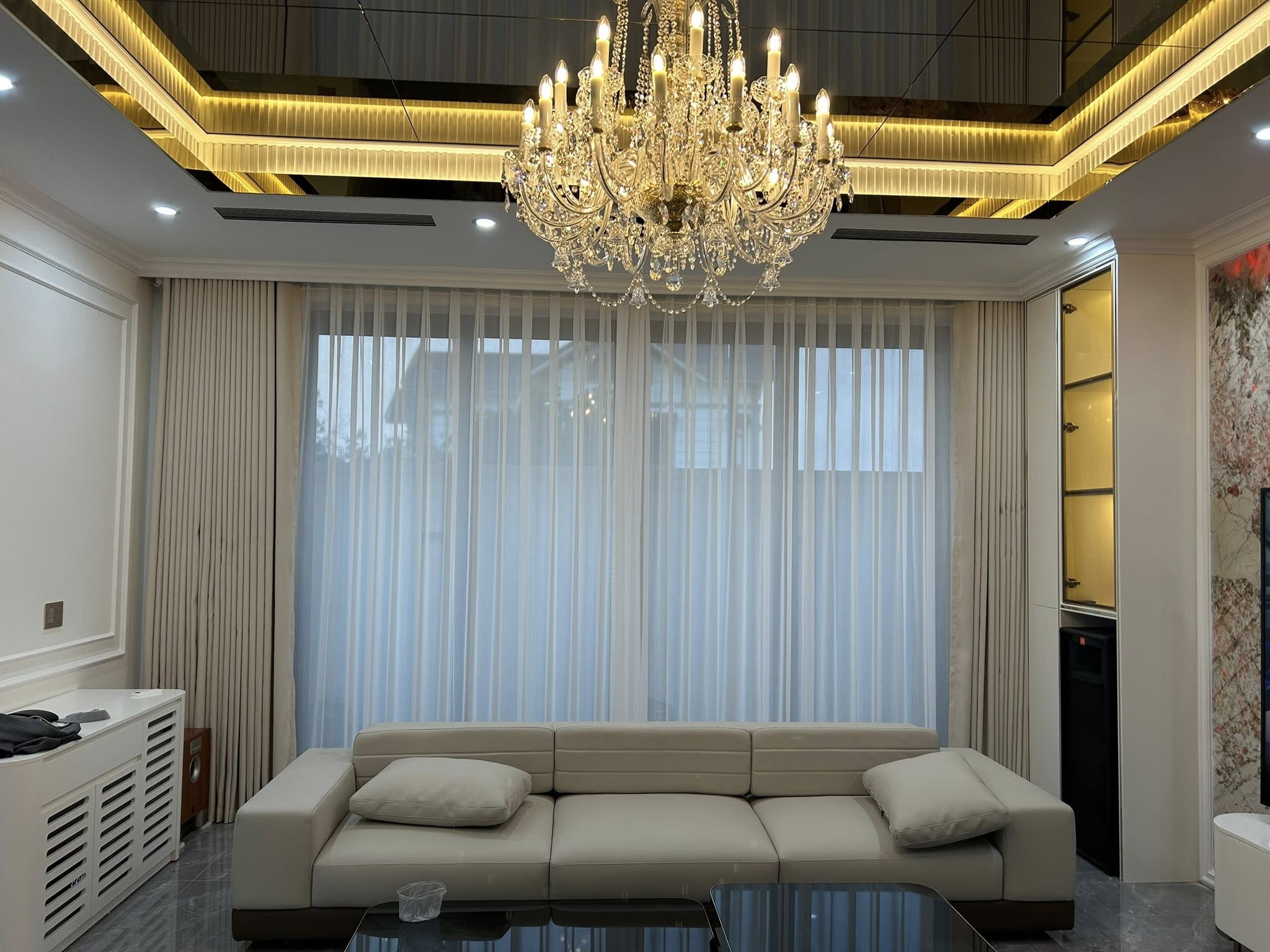 Rèm vải 2 lớp lắp đặt phòng khách ở Thanh Hoá Rèm vải 2 lớp lắp đặt phòng khách ở Thanh Hoá