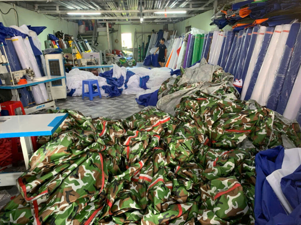 Xưởng cung cấp may vải bạt dù quân đội